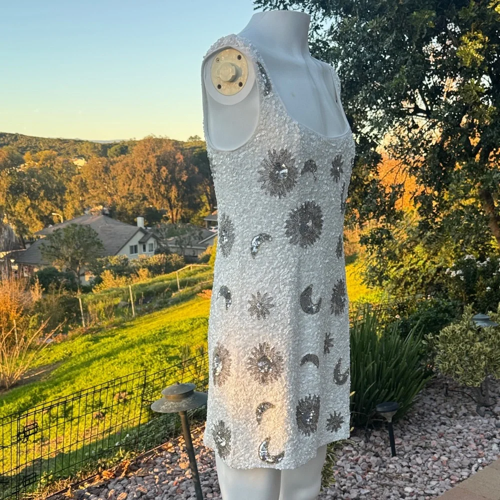 Show Me Your Mumu Let's Go Mini Dress in the White Celestial Sequins - Picture 9 of 11